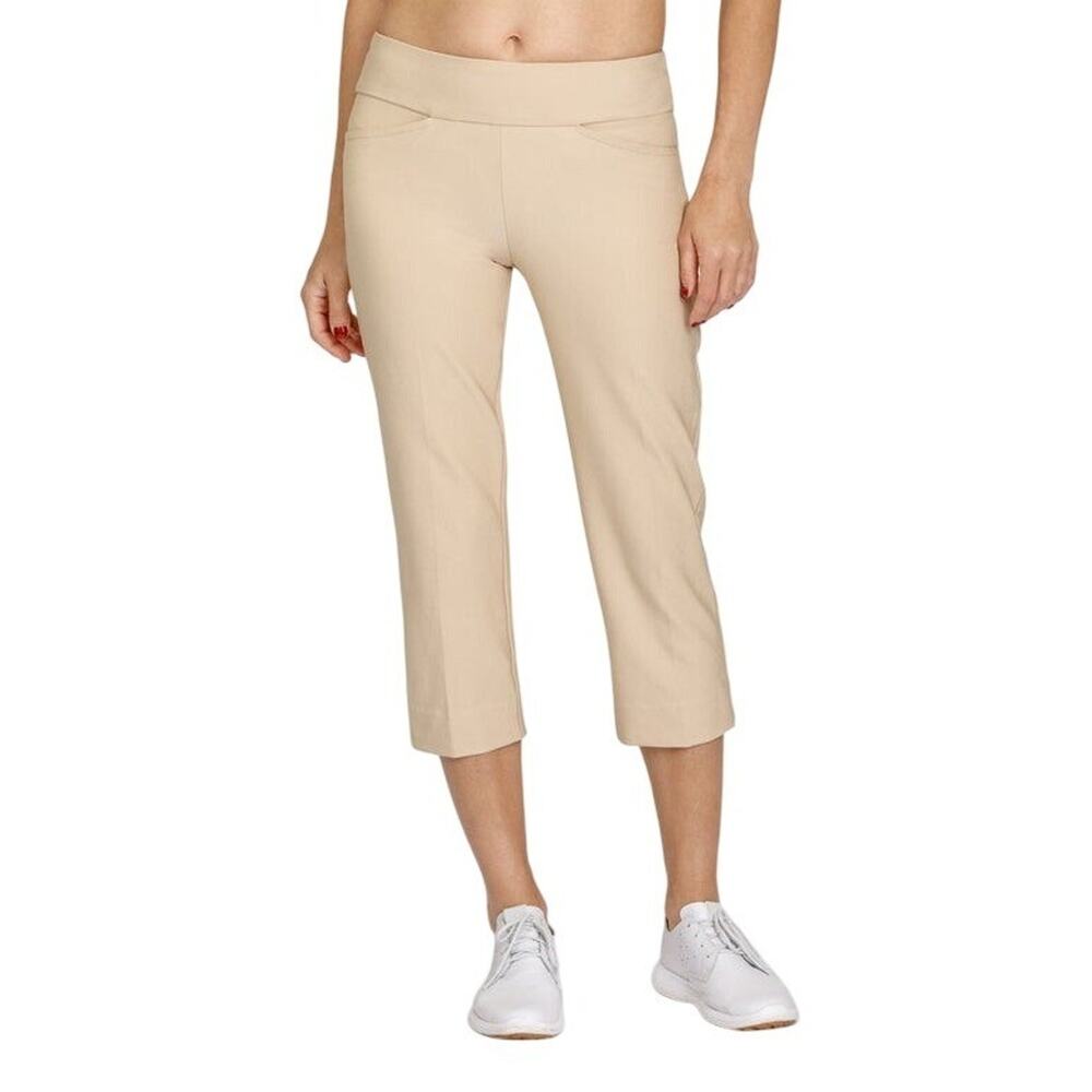 Pull On Ankle Golf Pants Khaki Beige Cropped Comfort Stretch Womens 18‎ NWT